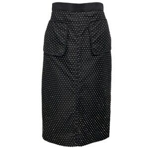 Douglas Hannant Black Crystal Embellished Lattice Silk Evening Skirt